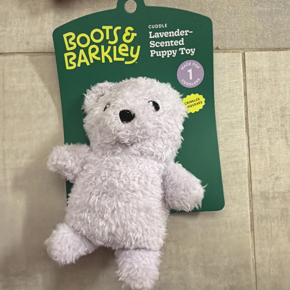 Boots & Barkley Lavender Scented Purple Teddy Bear Puppy Dog Toy Crinkle Squeak